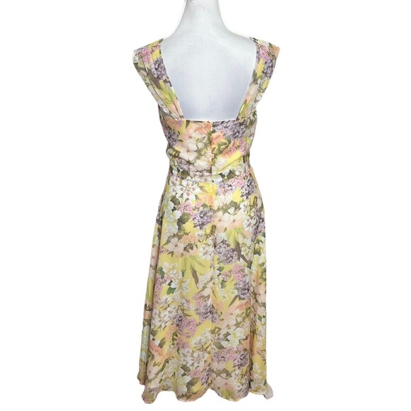 Yumi Kim Ariana Floral Dress Women’s Size Small Yellow Midi Ruched Lined - Picture 7 of 13